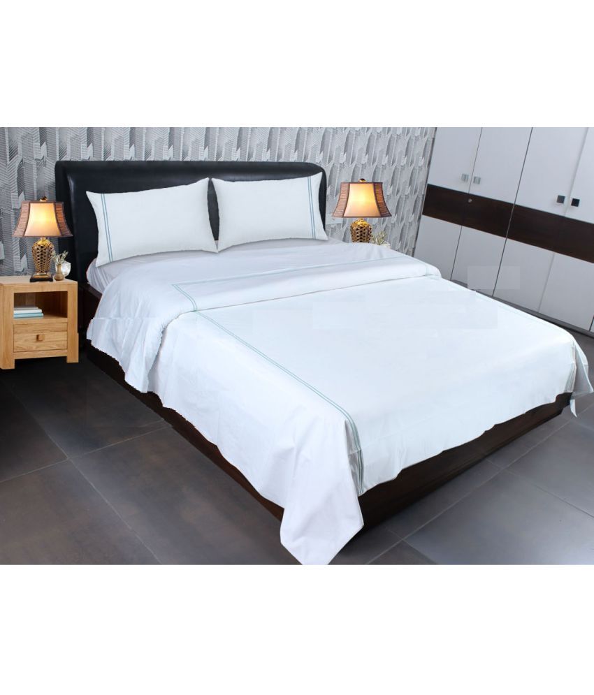 Sferra Double Cotton Blue Plain Bedding Set Of 4 Sferra Double Cotton Blue Plain Bedding Set Of 4