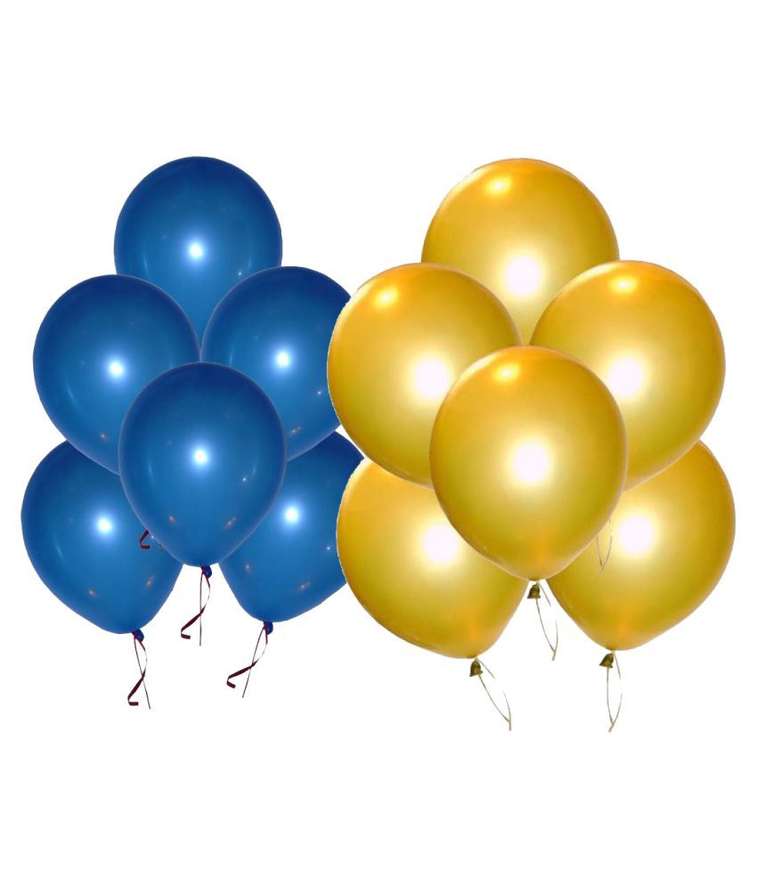 Solid Metallic Balloons (Blue, Gold Pack of 50) FREE Banner - Buy Solid ...