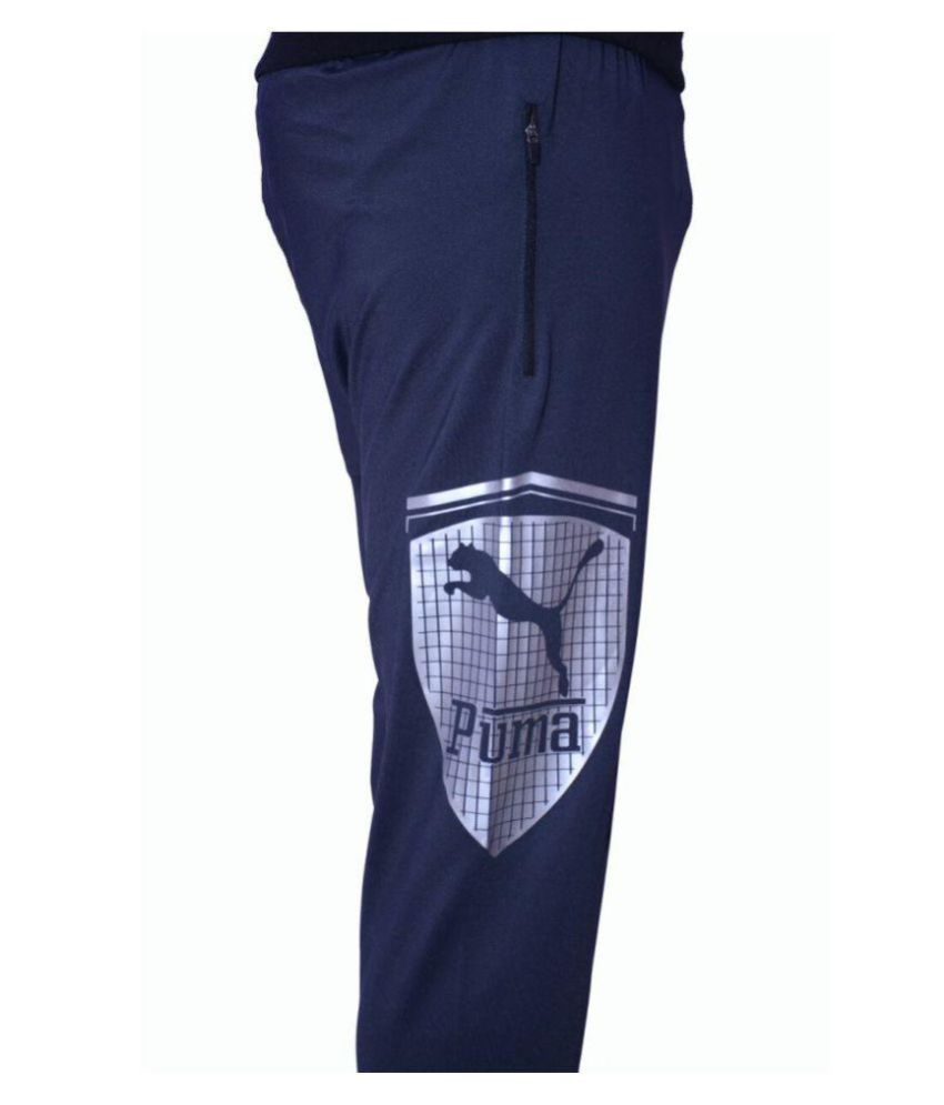 puma navy polyester lycra trackpants