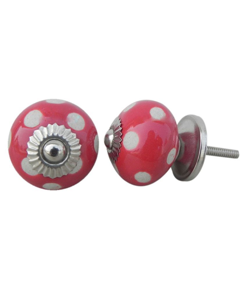 Buy Indianshelf Handmade 2 Pieces Ceramic Red Dresser Knob Online