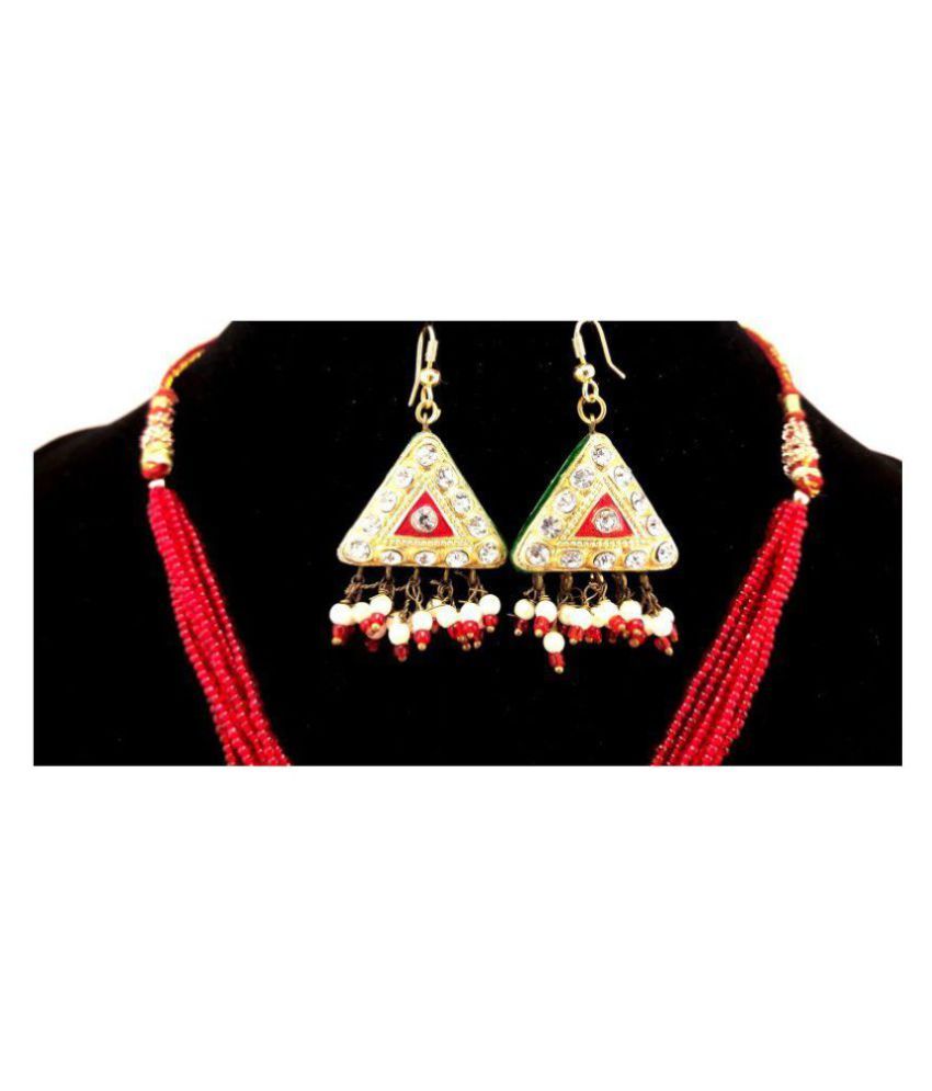 Dineshalini Creations Rajasthani Lac Triangle Pendant Set Buy