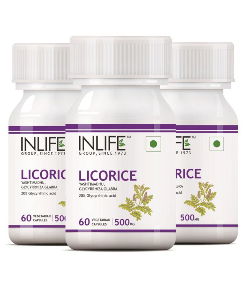 Inlife Licorice Root Extract (Yastimadhu) 500 mg Capsule 180 no.s Pack