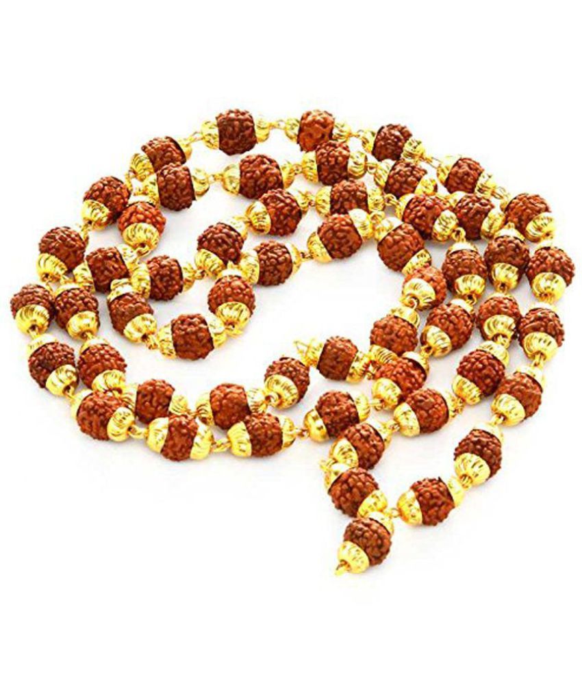     			Sunaina Collection Rudraksha 5 Mukhi Japa Mala Rosary With Golden Cap Hindu Meditationyoga