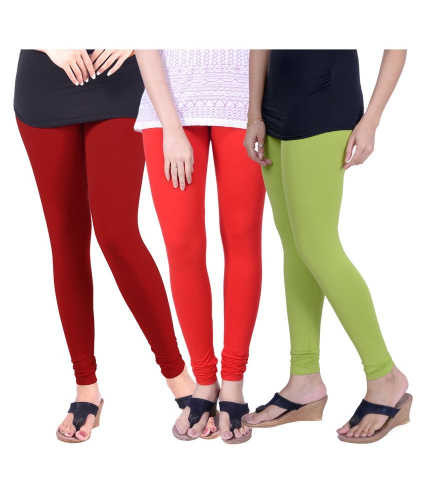     			TCG Combo of 3 Leggings Rama Green, Red & Maroon_GL304