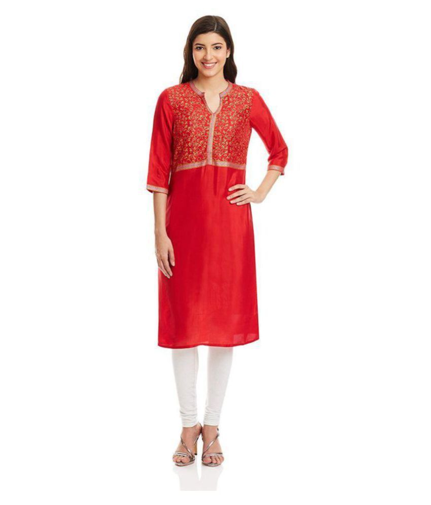 red fancy kurti