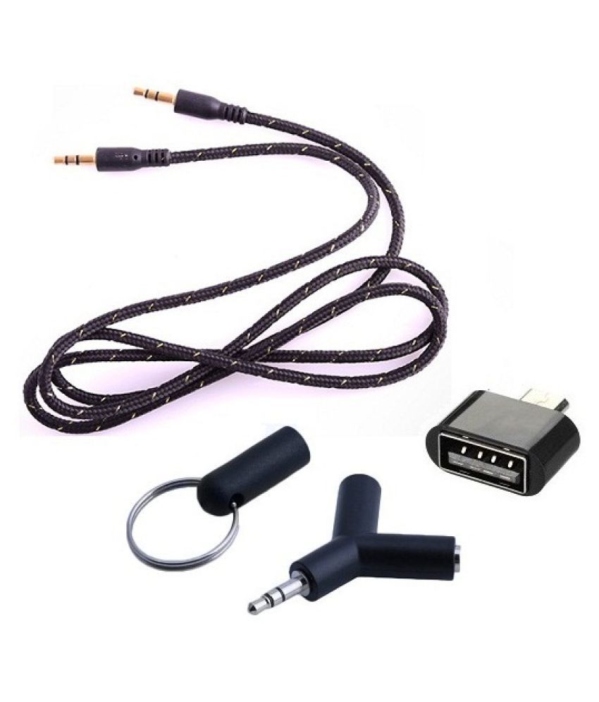 Techvik Aux Cable With Audio Spilter 