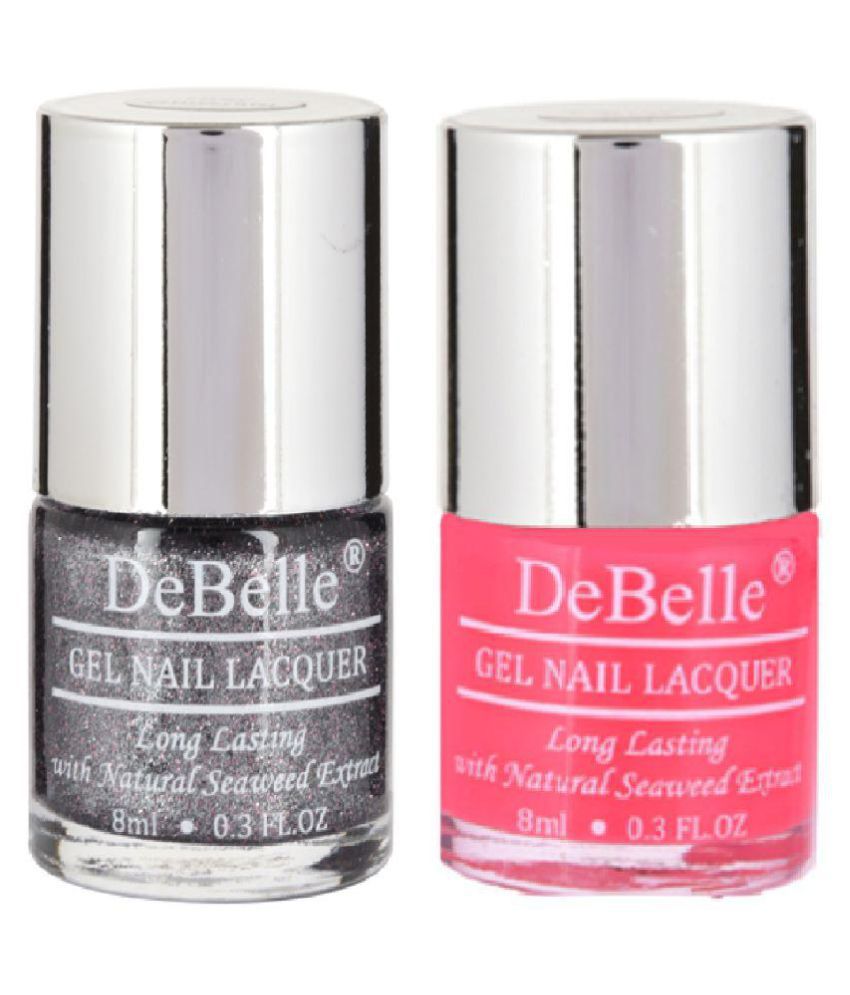     			DeBelle Grey Glitteratti &Fuschia Rose Nail Polish Silver Glitter, Multi Glossy Pack of 2 16 mL