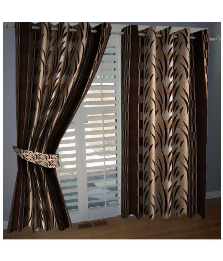 Panipat Textile Hub Floral SemiTransparent Eyelet Window Curtain 5 ft