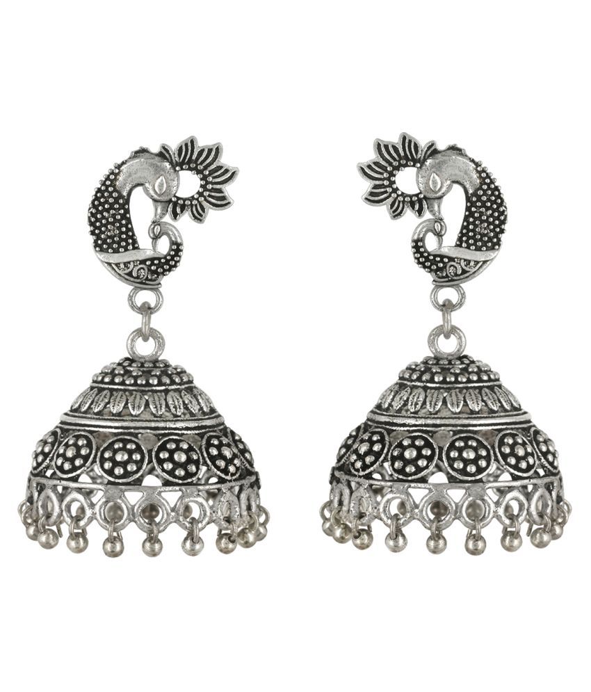     			Spargz Peacock Style Oxidized Silver Plated Jhumki Earrings AIER 1330