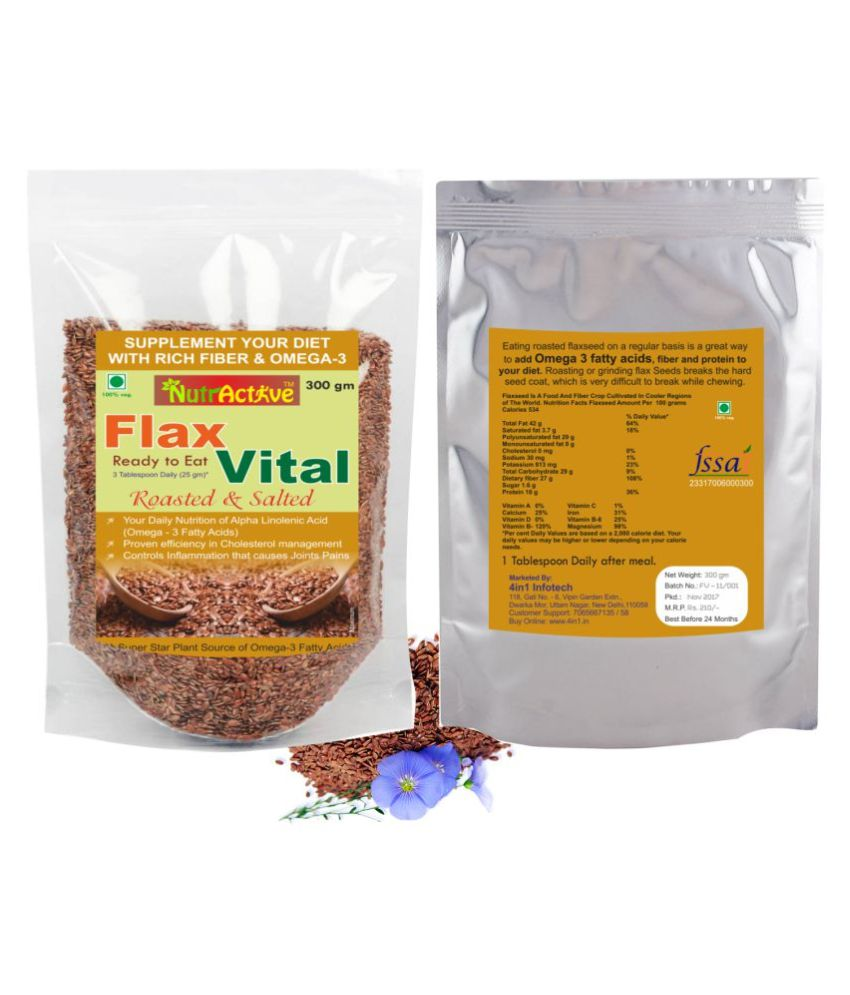 NutrActive Flax Vital Salted Flax Seeds & Roasted Omega 3, 300 gm Buy NutrActive Flax Vital