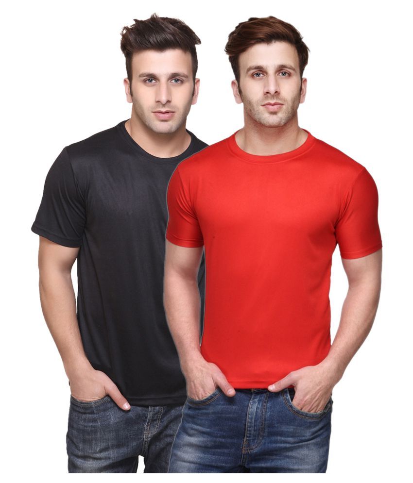     			Funky Guys Polyester Slim Fit Solid Half Sleeves Men's Round Neck T-Shirt - ( Pack of 2 )