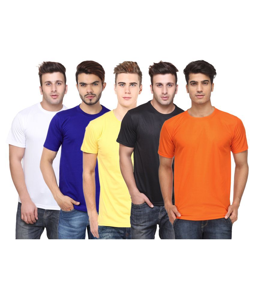     			Funky Guys Polyester Slim Fit Solid Half Sleeves Men's Round Neck T-Shirt - ( Pack of 5 )