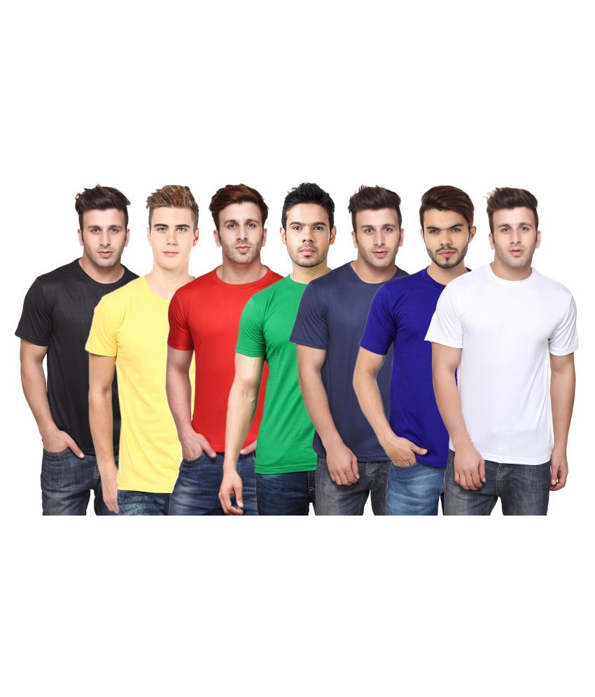     			Funky Guys Polyester Slim Fit Solid Half Sleeves Men's Round Neck T-Shirt - ( Pack of 7 )