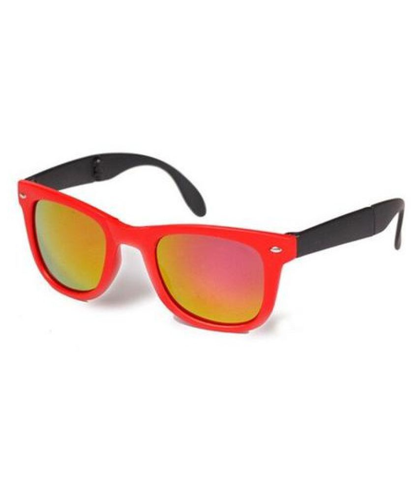     			DALUCI Red Round Sunglasses ( Vintage Portable Foldable Frame : Red Lens : Red )