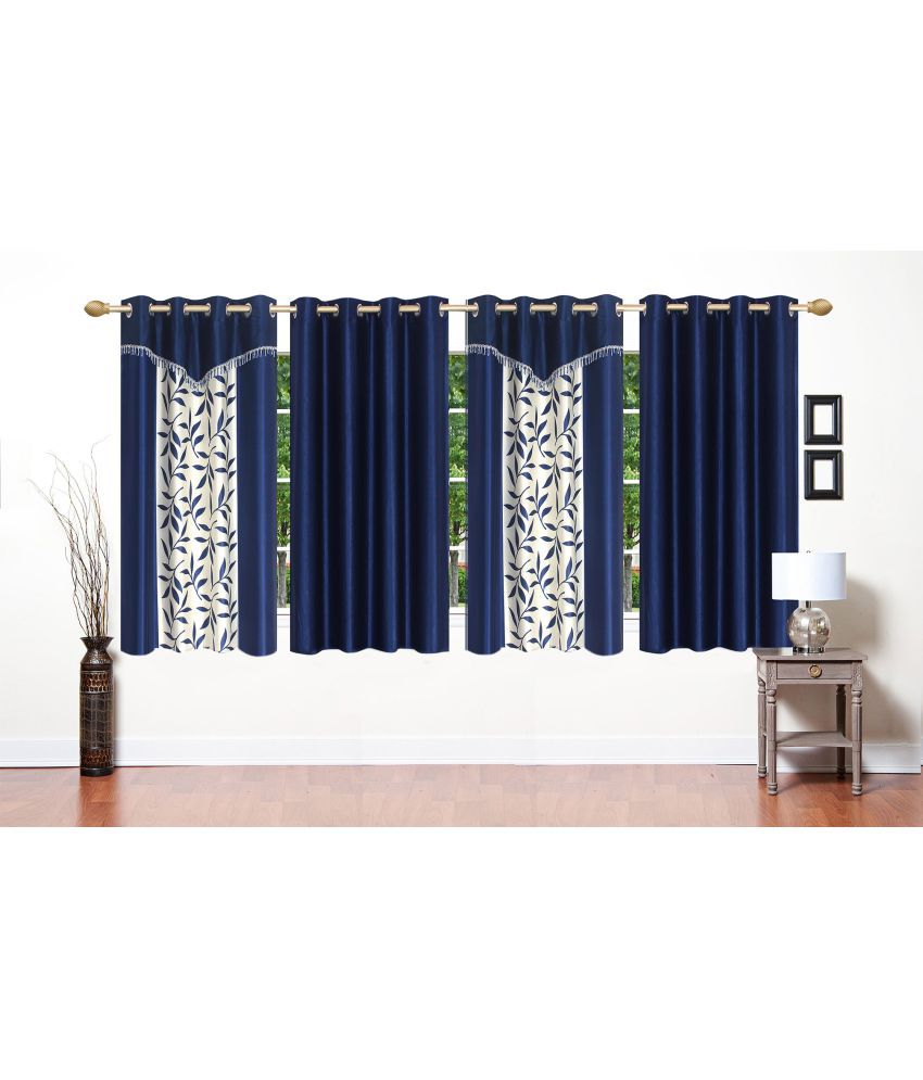     			Stella Creations Set of 4 Window Eyelet Curtains Floral Blue
