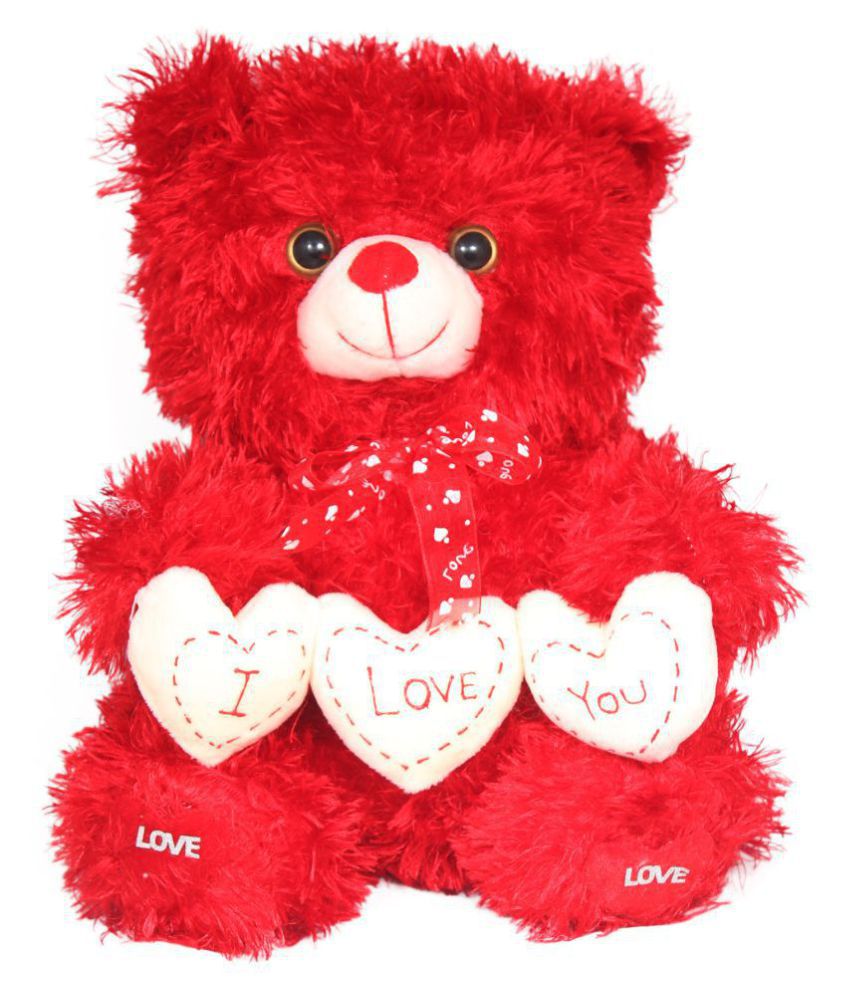     			Tickles Soft Stuffed Plush Animal Toy Adorable Teddy with I Love You Heart Special Valentine Day Gift (Color:Red & White Size:30 cm)