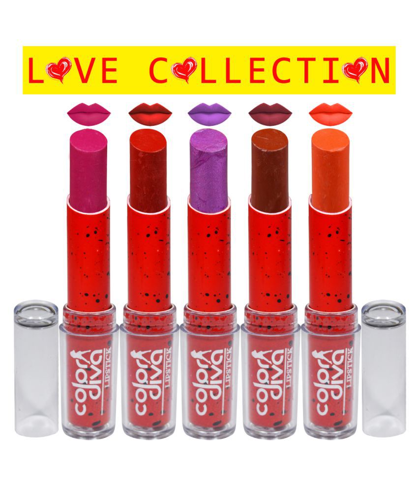     			Color Diva Love Collection Multicolor 109C Lipstick 4.5 gm Pack of 5