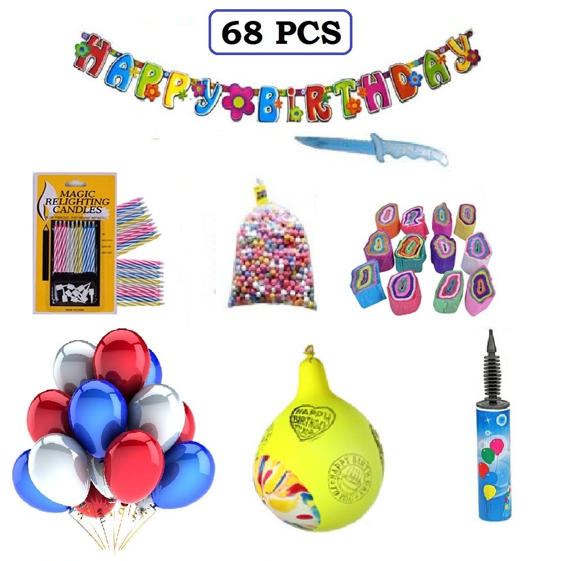 Factory 21 Happy Birthday Decoration kit 68 Pcs.Party Decoration Kit