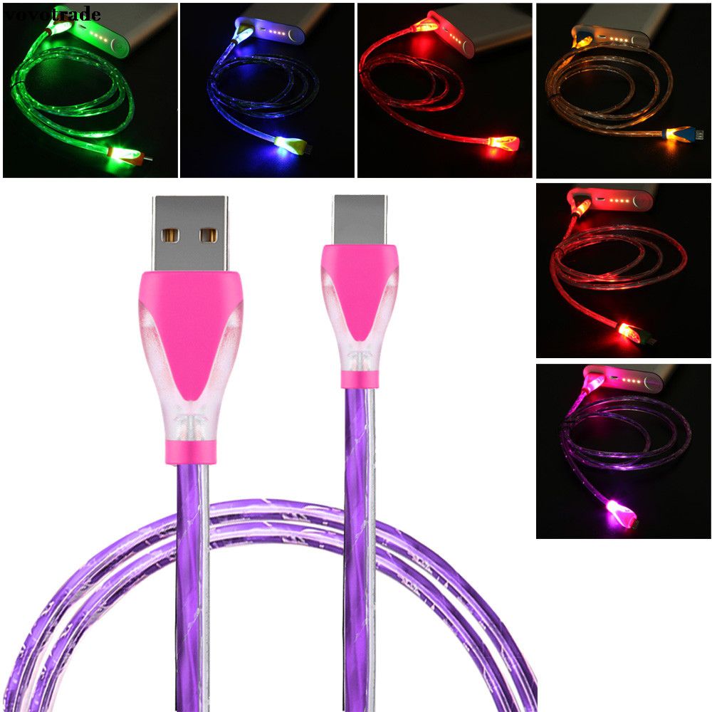     			WowObjects  LED Light Micro USB Charger Cable Charging Cord For Samsung galaxy s7 Edge Charging Adapter Factory Price