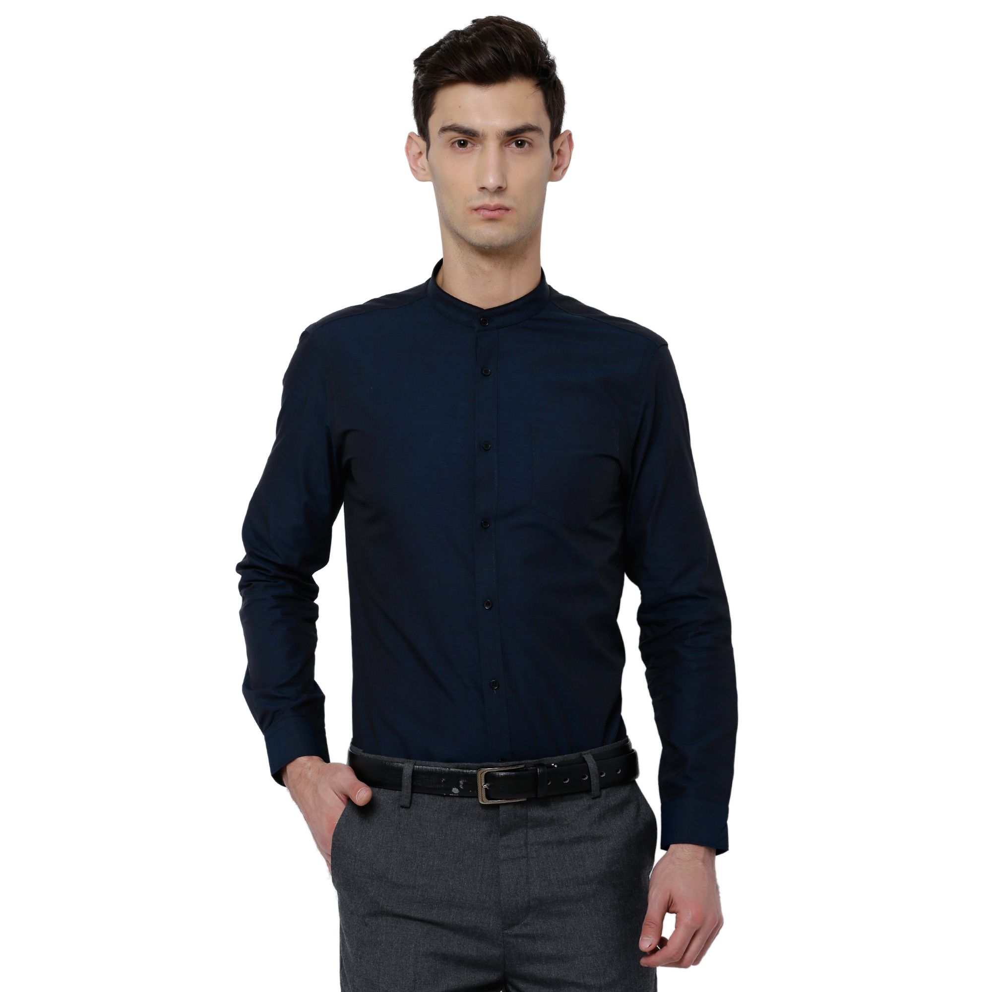     			Black Coffee Navy Slim Fit Formal Shirt