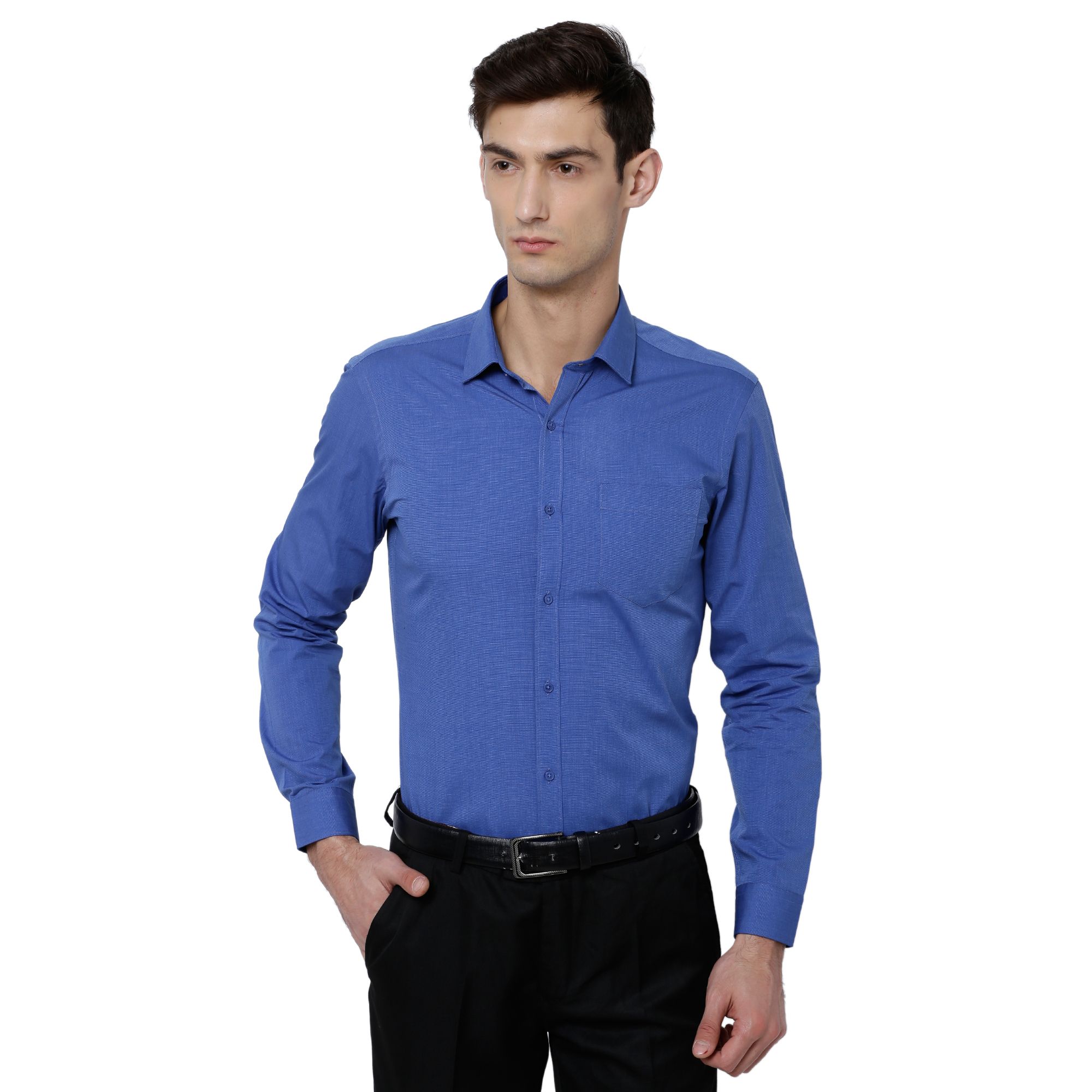     			Black Coffee Navy Slim Fit Formal Shirt