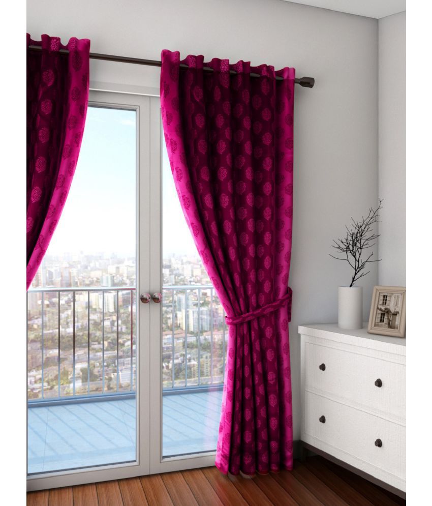 Swayam Single Long Door Eyelet Curtains Ethnic Pink Buy Swayam