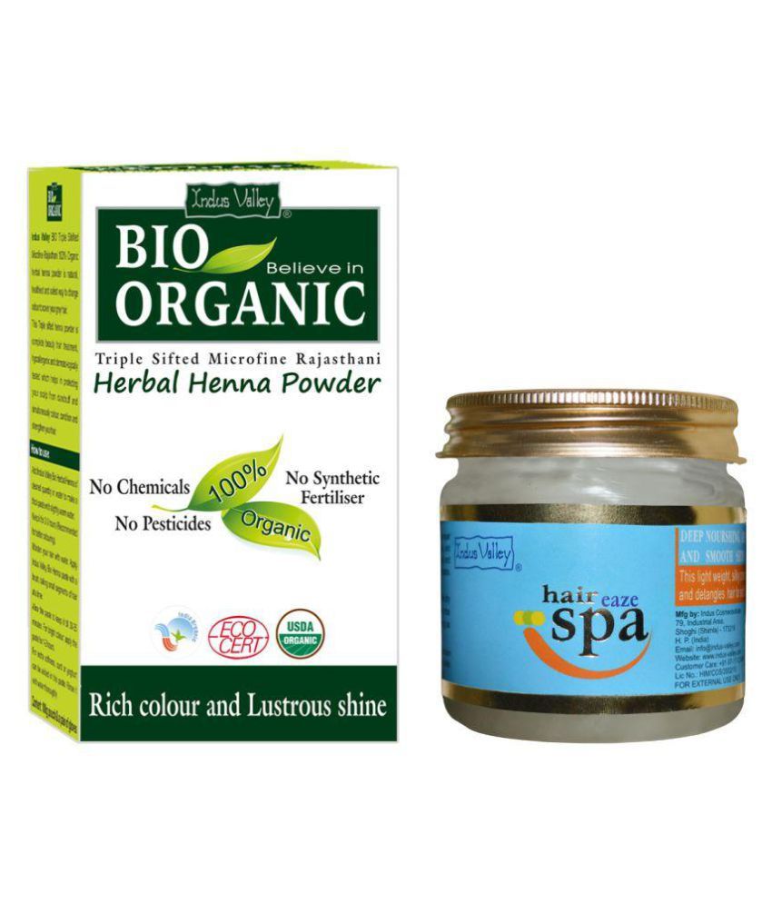 Indus Valley Bio Organic Herbal Henna Powder And Hair Eaze Spa Combo Pack Buy Indus Valley Bio 8517
