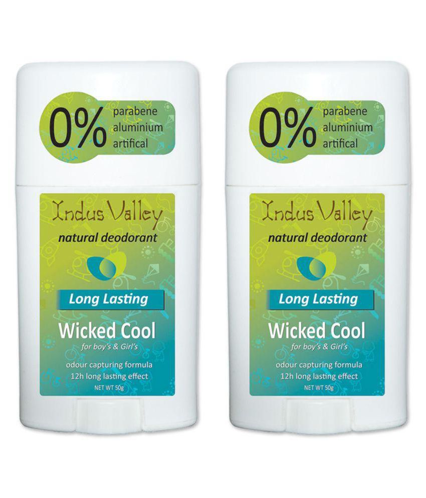     			Indus Valley Long Lasting Wicked Cool Deodorant Stick - Twin Pack Deodorant Stick - For Men & Women (100 g, Pack of 2)