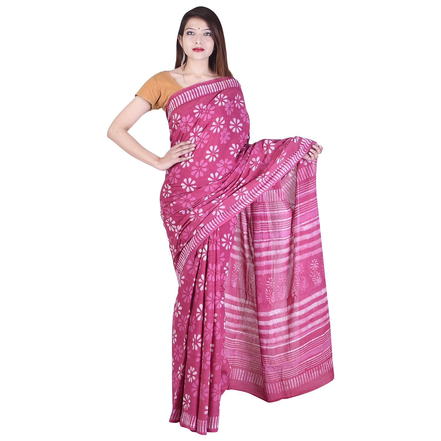 Cotton India Pink Chanderi Saree - Buy Cotton India Pink Chanderi Saree ...