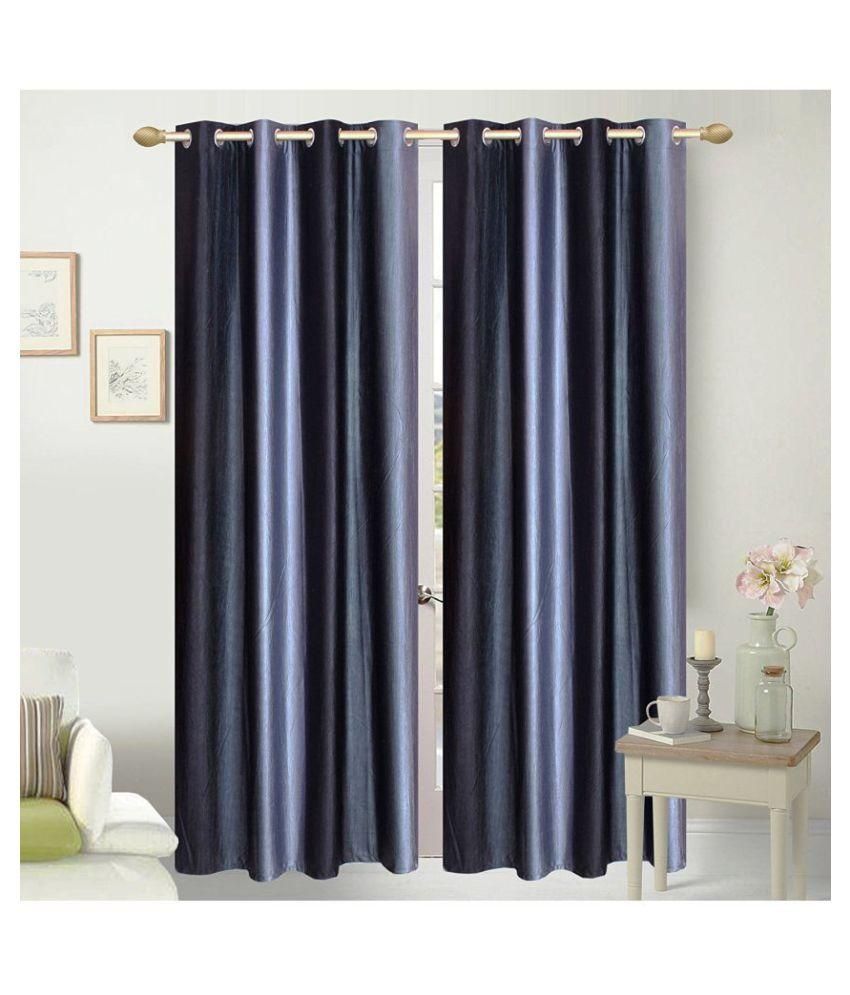     			Panipat Textile Hub Floral Blackout Eyelet Window Curtain 5 ft Pack of 2 -Black