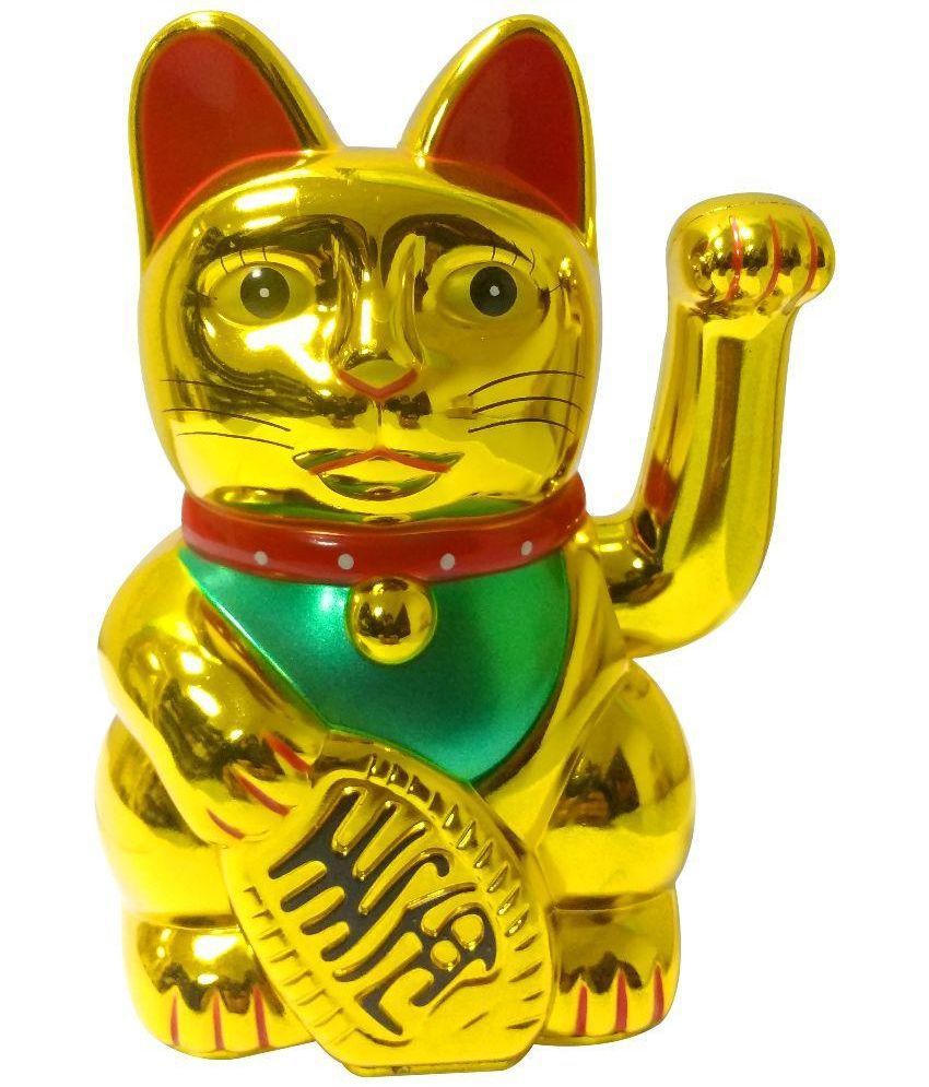     			S.S Creation Golden Plastic Electric Waving Feng Shui Lucky Welcome Cat