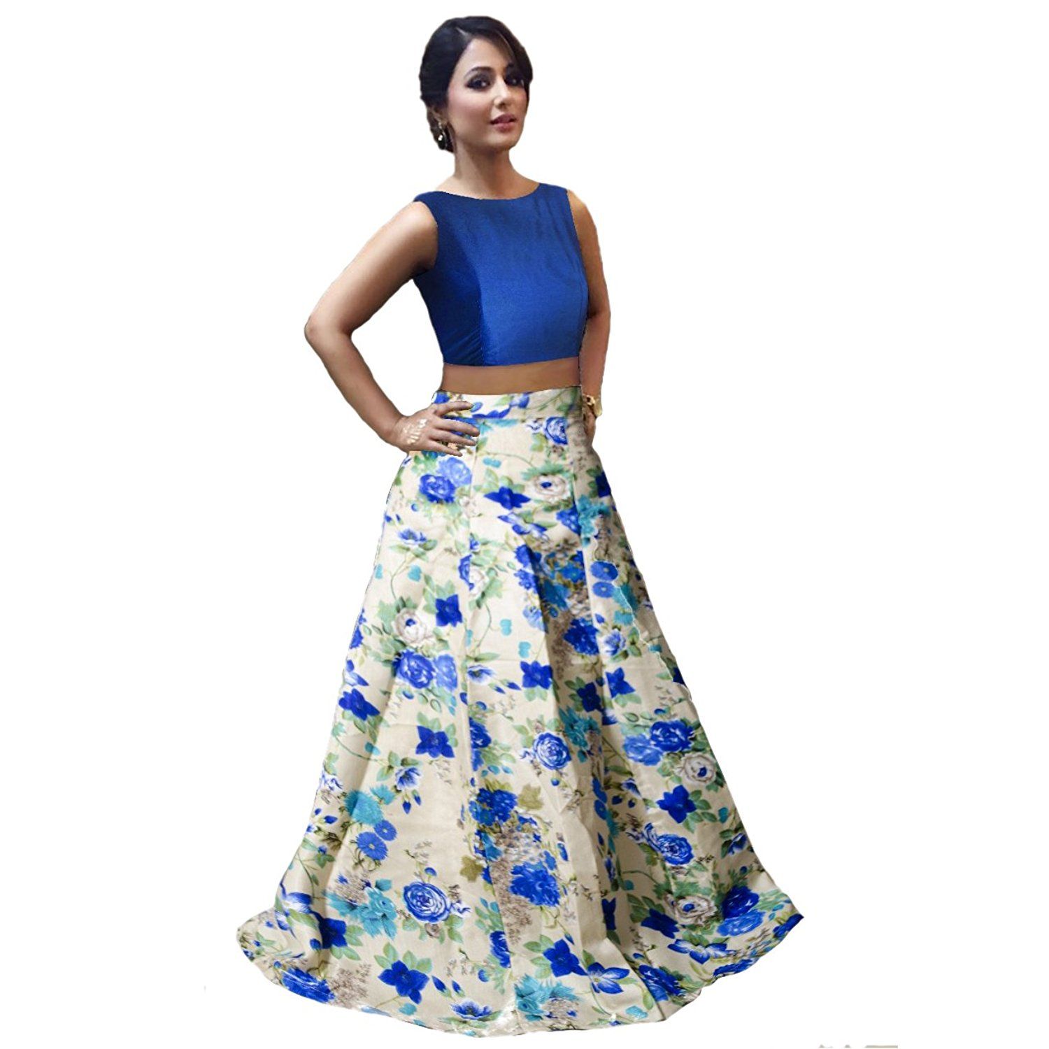 Nena Fashion Blue Bangalore Silk Unstitched Semi Stitched Lehenga