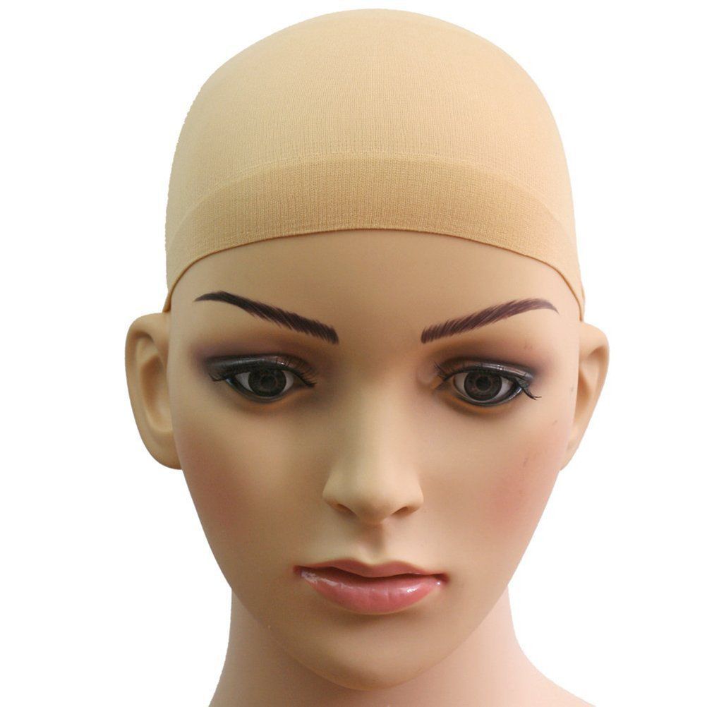 2pc Skin Color Deluxe Wig Cap Stretchable Elastic Hair Net Snood Nylon Stretch Mesh for Making Wig Weaving Cap
