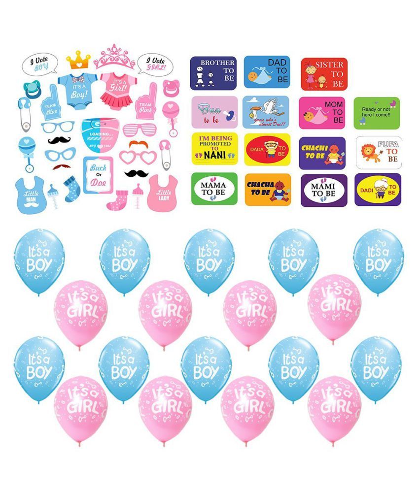 Party Propz Baby Shower Combo 2 Set Of Photobooth 25pcs Balloons