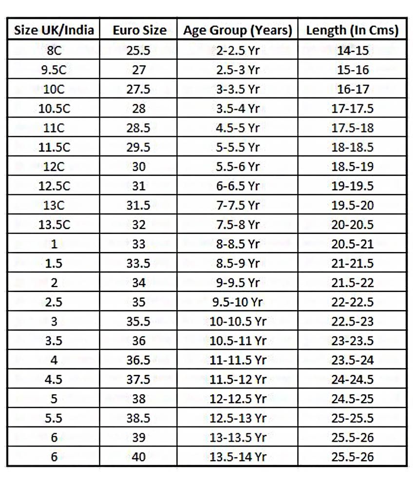 puma flip flops size chart india