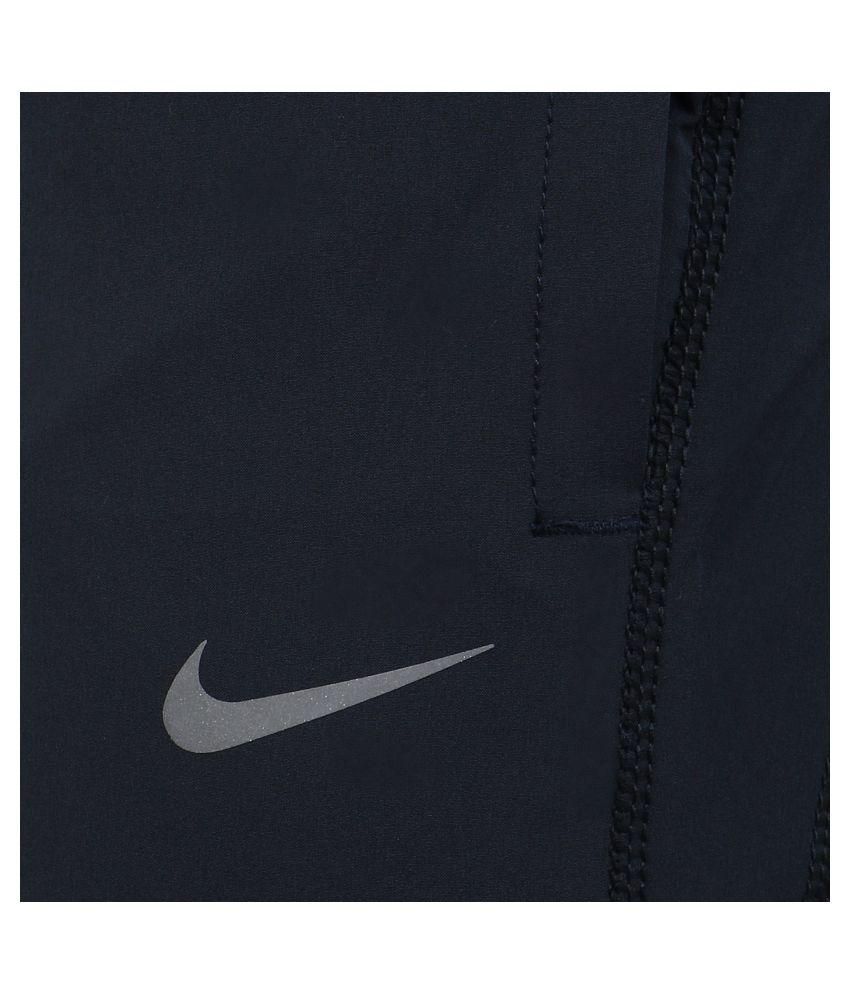 nike navy polyester lycra trackpants