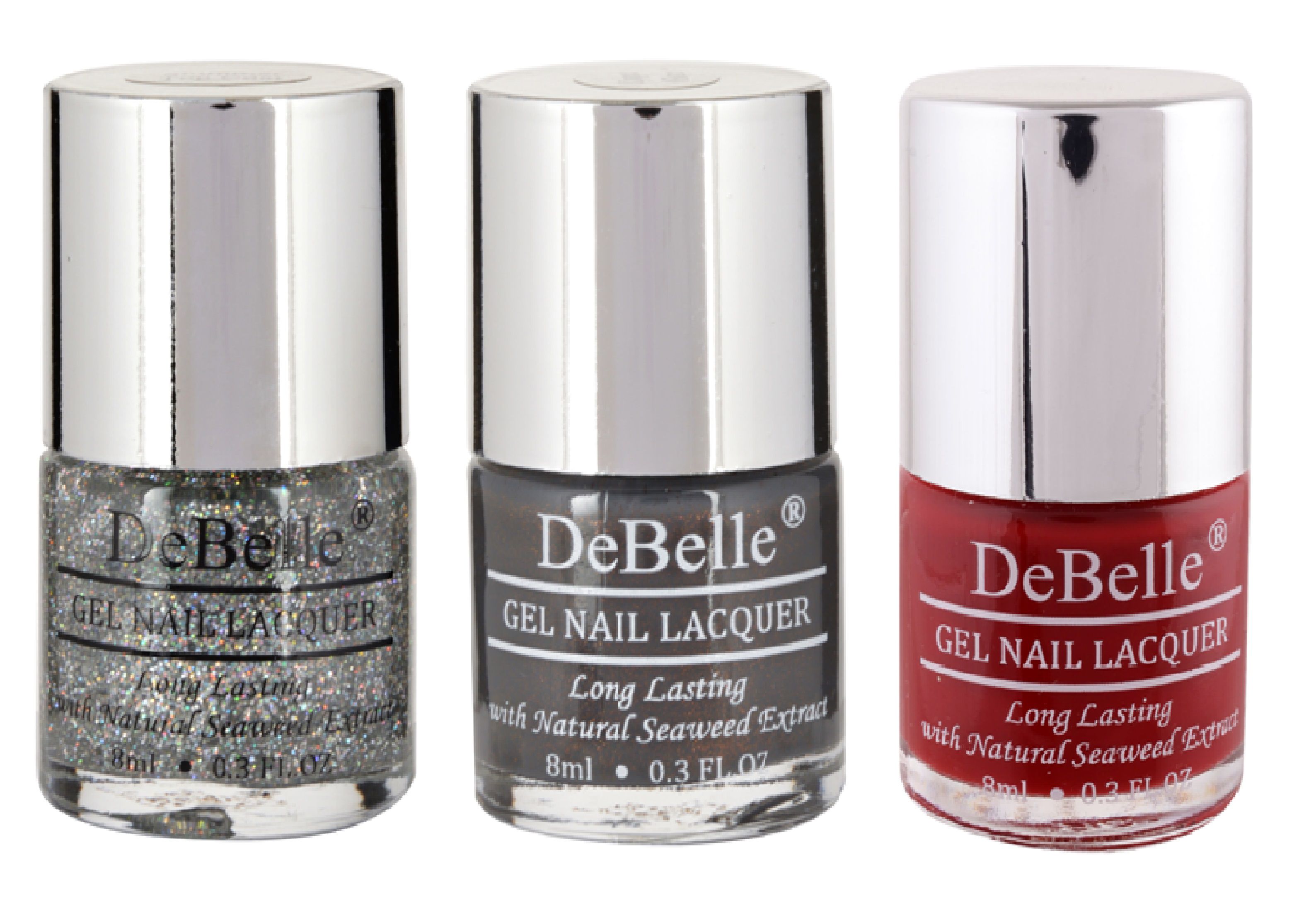     			DeBelle Top Coat, CopperGlaze, MoulinRouge Nail Polish Multi Glossy Pack of 3 24 mL