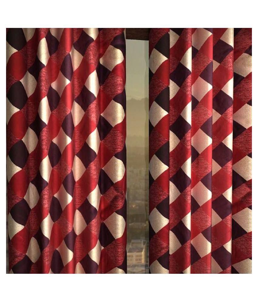 Panipat Textile Hub Set of 2 Window Eyelet Curtains Floral Red Buy