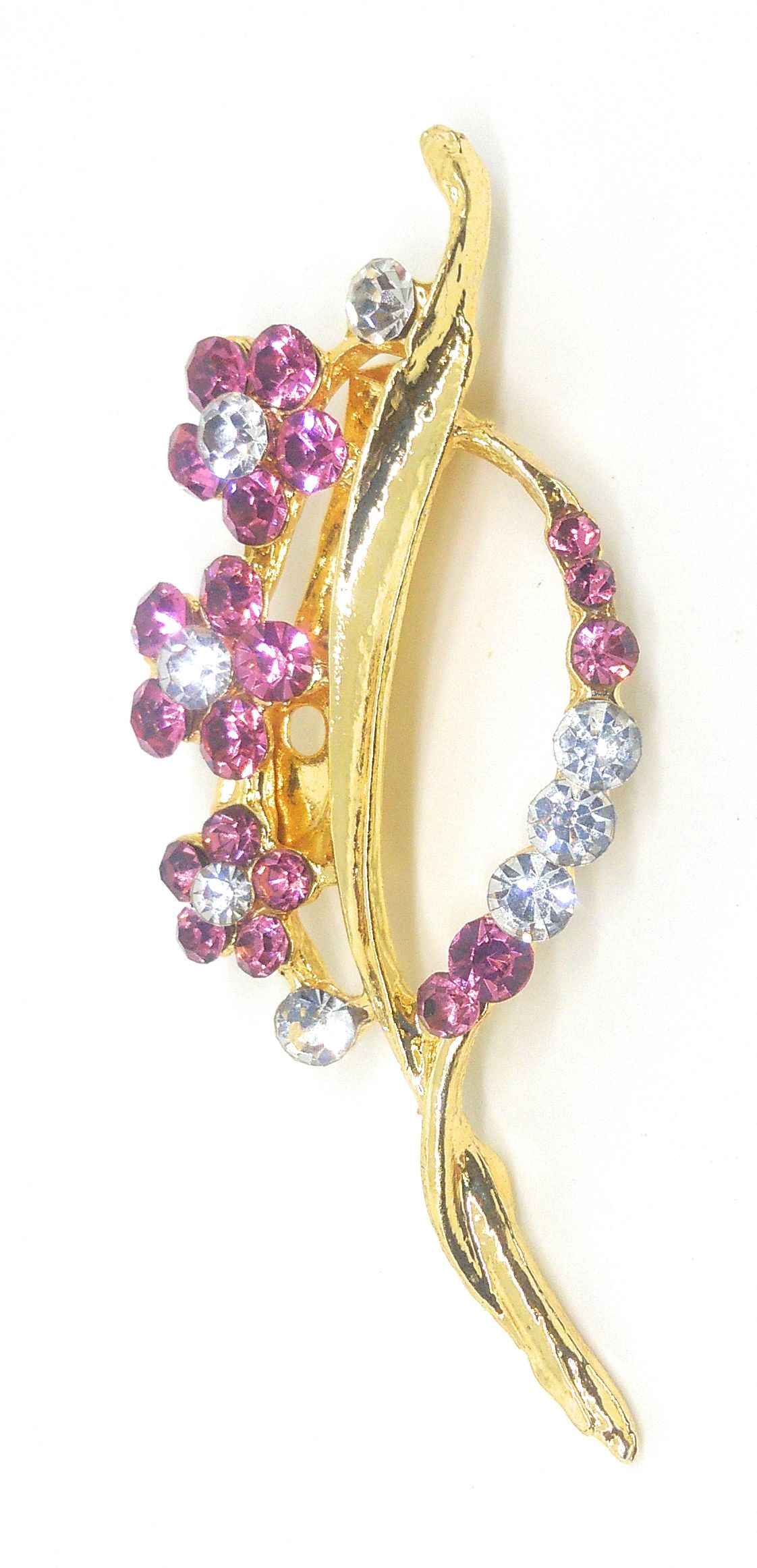 Saree Pin Brooch For Women Girls And Men Gold Tone Pink Color Stone