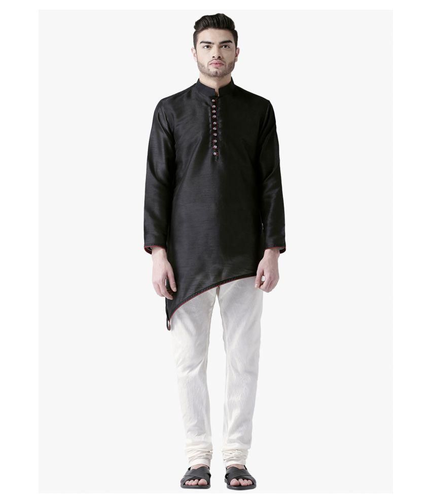     			Deyann Black Silk Blend Kurta Pyjama Set