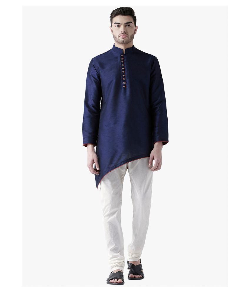     			Deyann Blue Silk Blend Kurta Pyjama Set