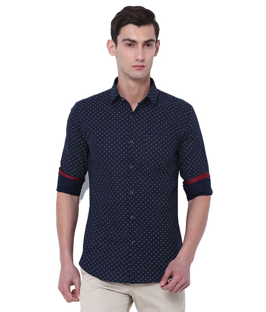     			Black Coffee Navy Slim Fit Formal Shirt