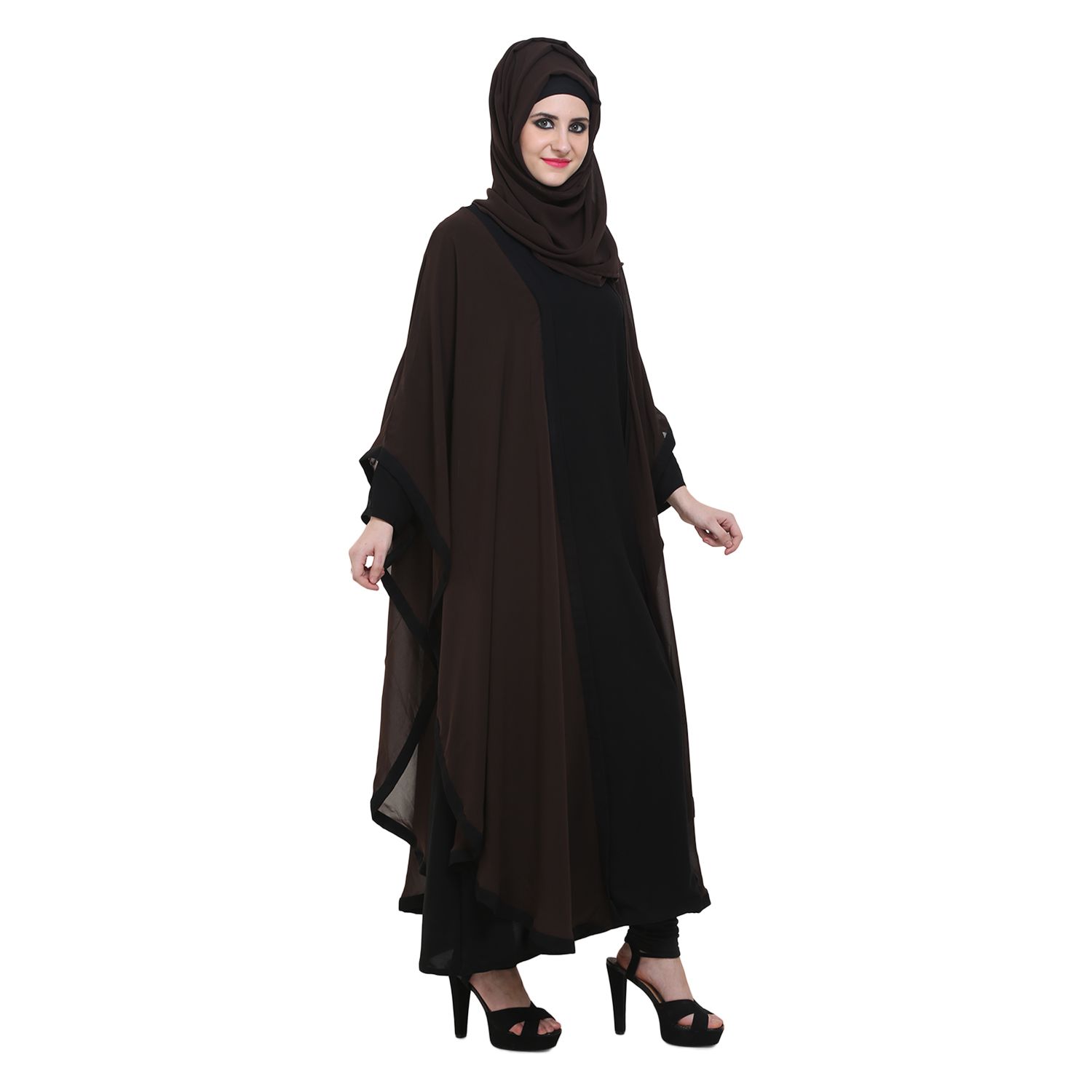 abaya Black Crepe Stitched Burqas with Hijab Price in India - Buy abaya ...