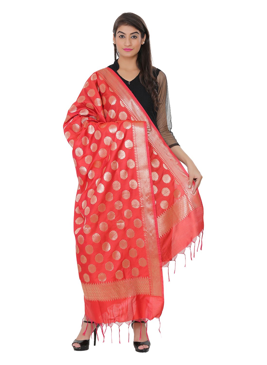 LOOM LEGACY Red Cotton Dupatta Price in India Buy LOOM LEGACY Red