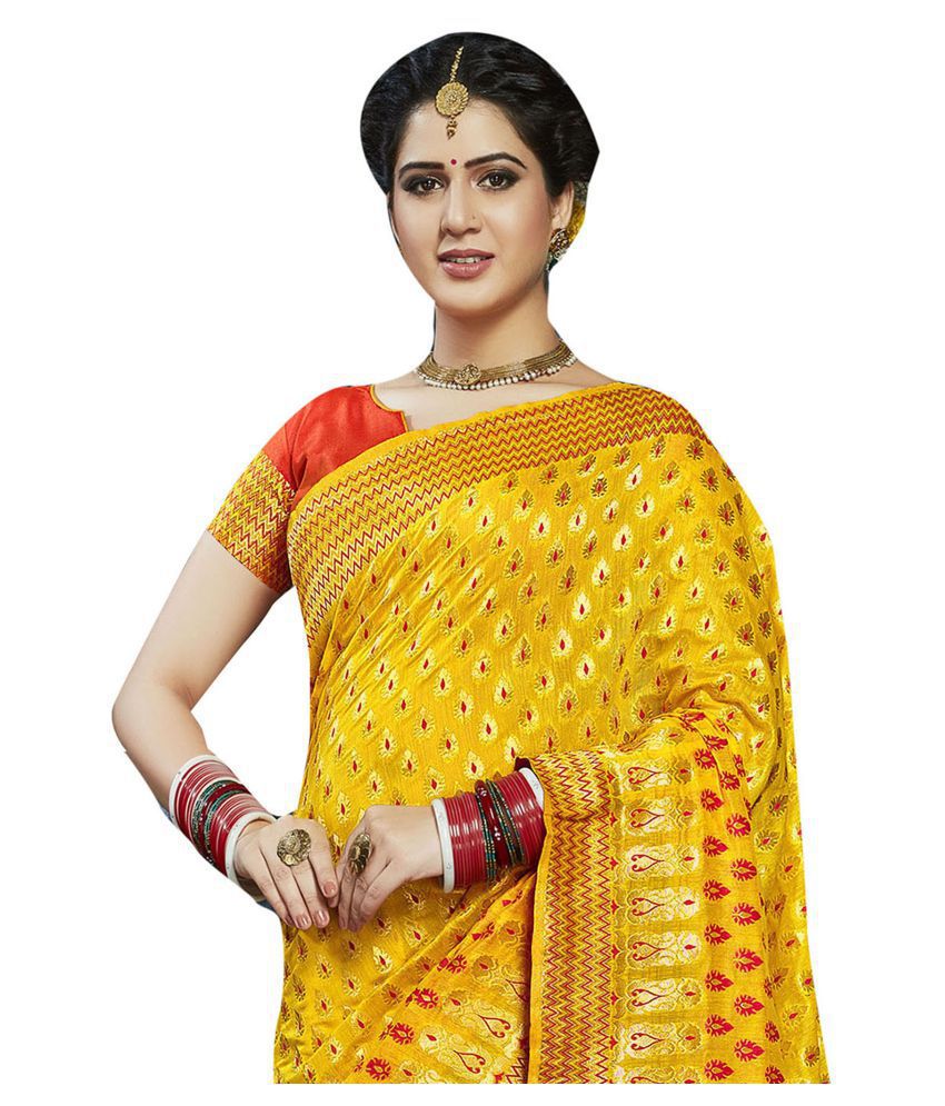 Shaily Retails Yellow and Red Kanchipuram Saree - Buy Shaily Retails ...
