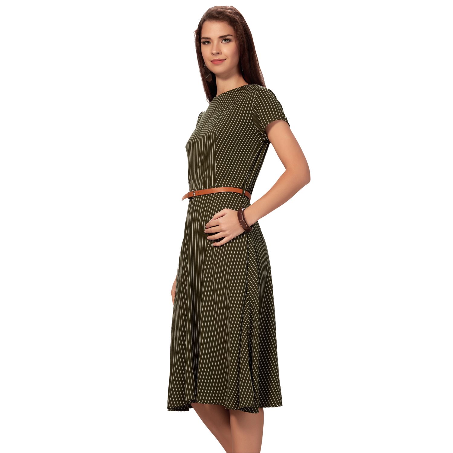 BOOM JNS Cotton Green Fit And Flare Dress - Buy BOOM JNS Cotton Green ...