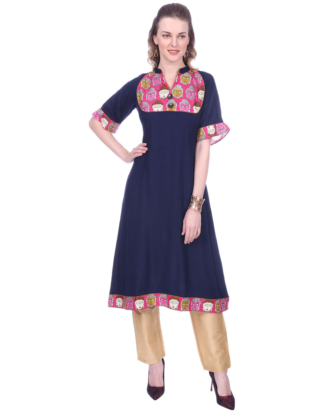     			Mystika Blue Rayon Princess Cut Kurti