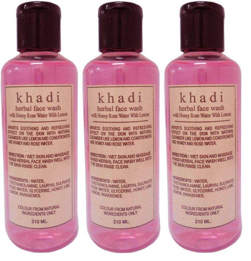     			Khadi Herbal Honey Rose water with Lemon Face Wash 630 ml Pack of 3