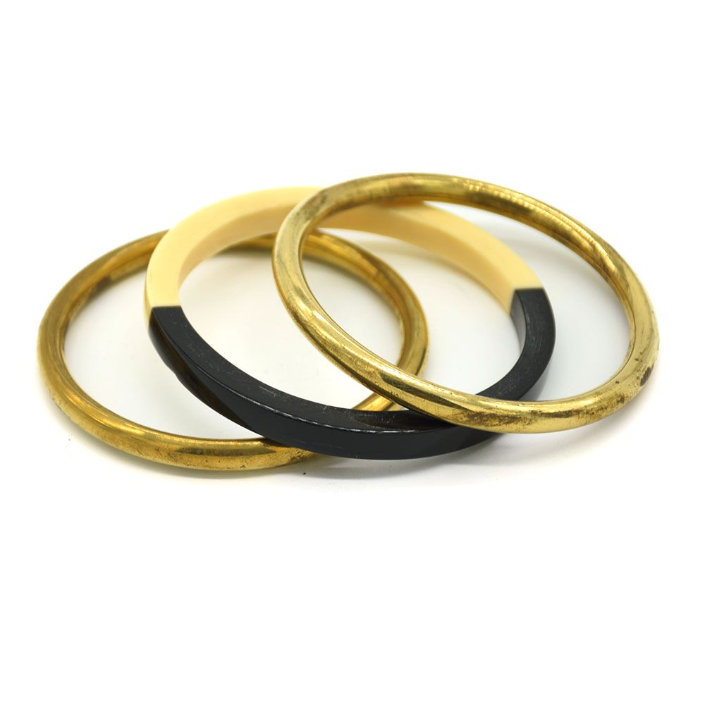 Brass Bone Black & White Bangle Set Buy Brass Bone Black & White