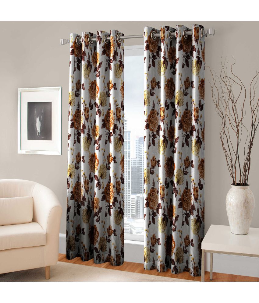     			PRINCE Set of 2 Window Eyelet Curtains Printed Multi Color
